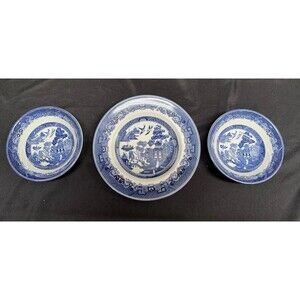 Set Of 3 Johnson Brothers England Blue Willow (2) 6” Bowls (1) 8.5” Bowl vintage
